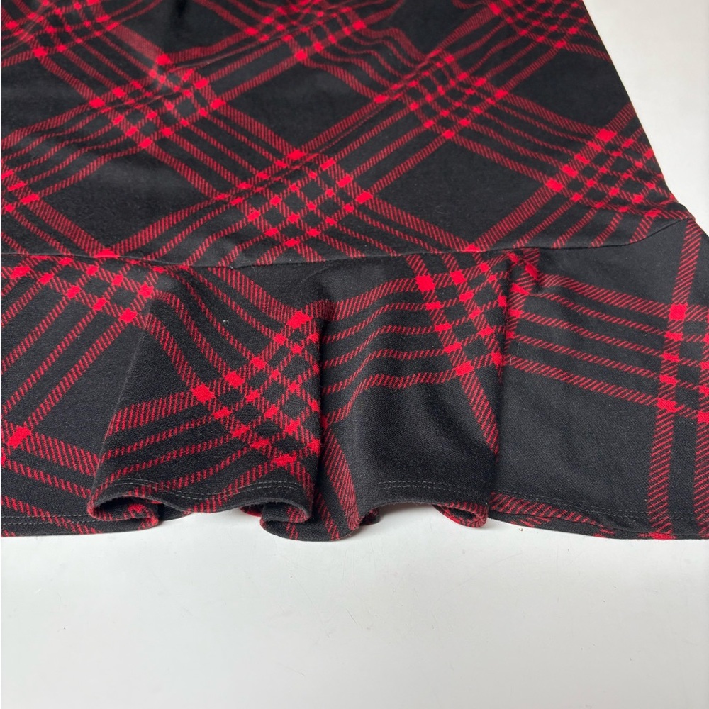 Cato Red and Black Ruffled Trumpet Skirt Mid-Calf Length - Picture 2 of 4